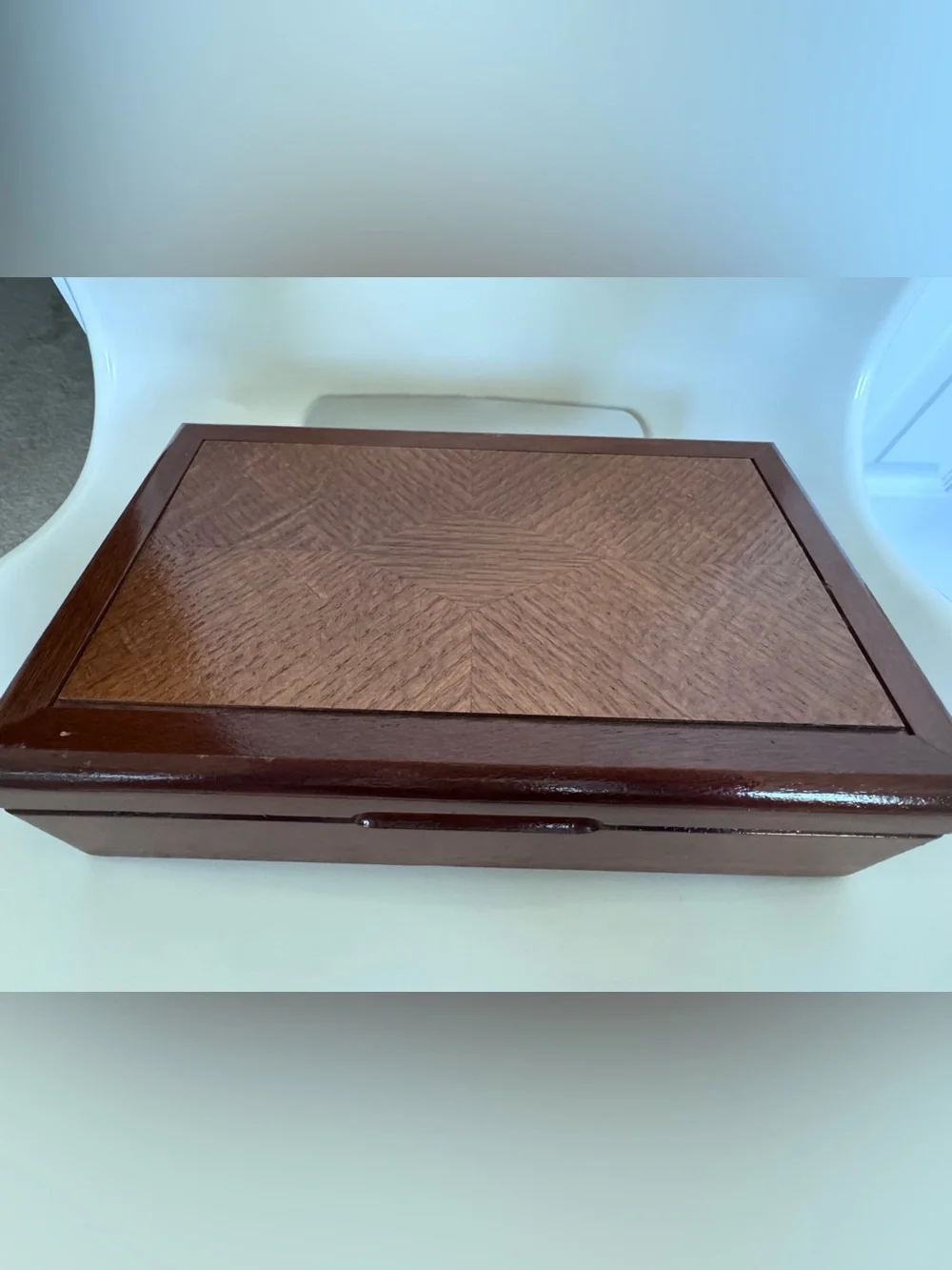 Vintage Wood Jewelry Box Keepsake Trinket Box Valet Organizer Rustic Luxe Decor
